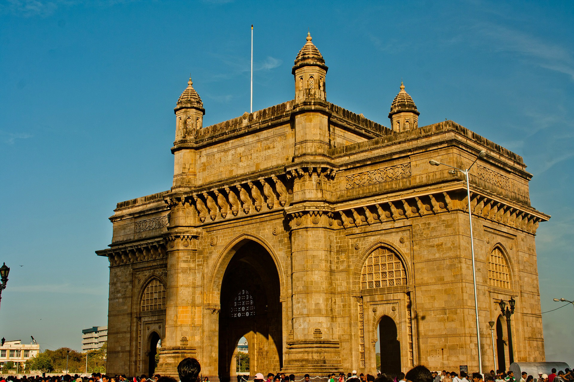 Iconic Gateway of India stone arch in Mumbai